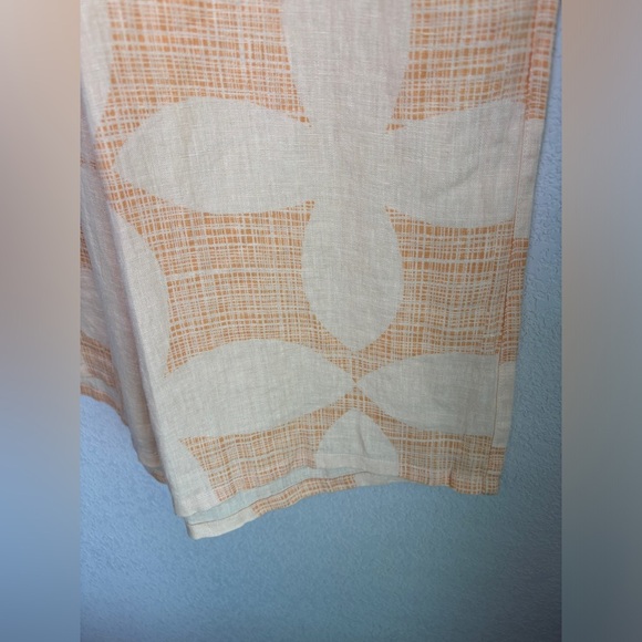 Joie Pastel Melon Orange Retro Floral 100% Linen Wide Leg T Crop Pants L - Picture 3 of 8